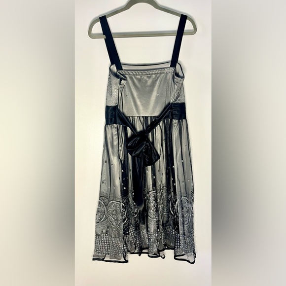 EUC 14W Michel Antoni Grey Organza Sparkly Cocktail Dress - Picture 2 of 8
